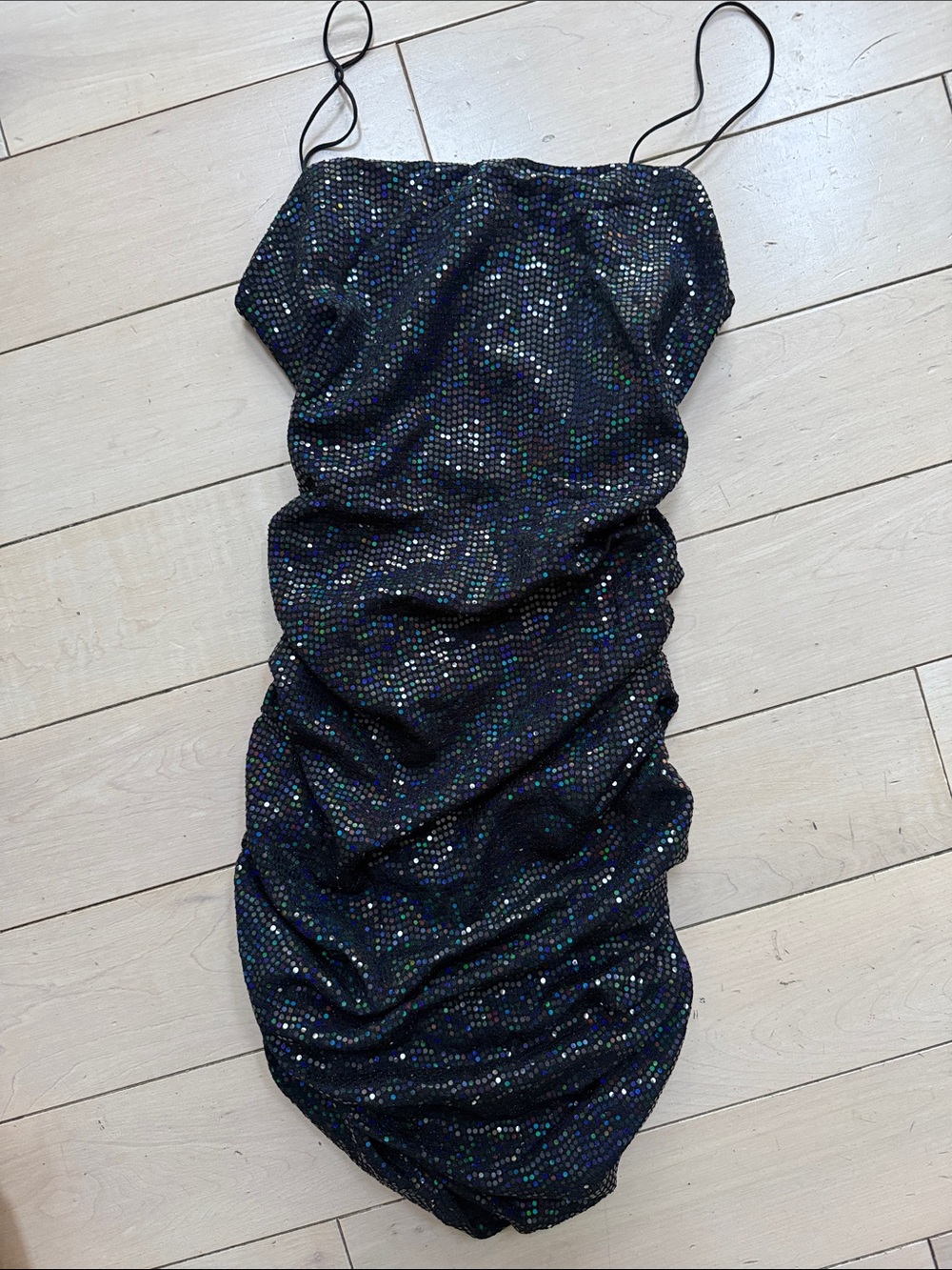 bp Black Satin-Look sparkle Dress